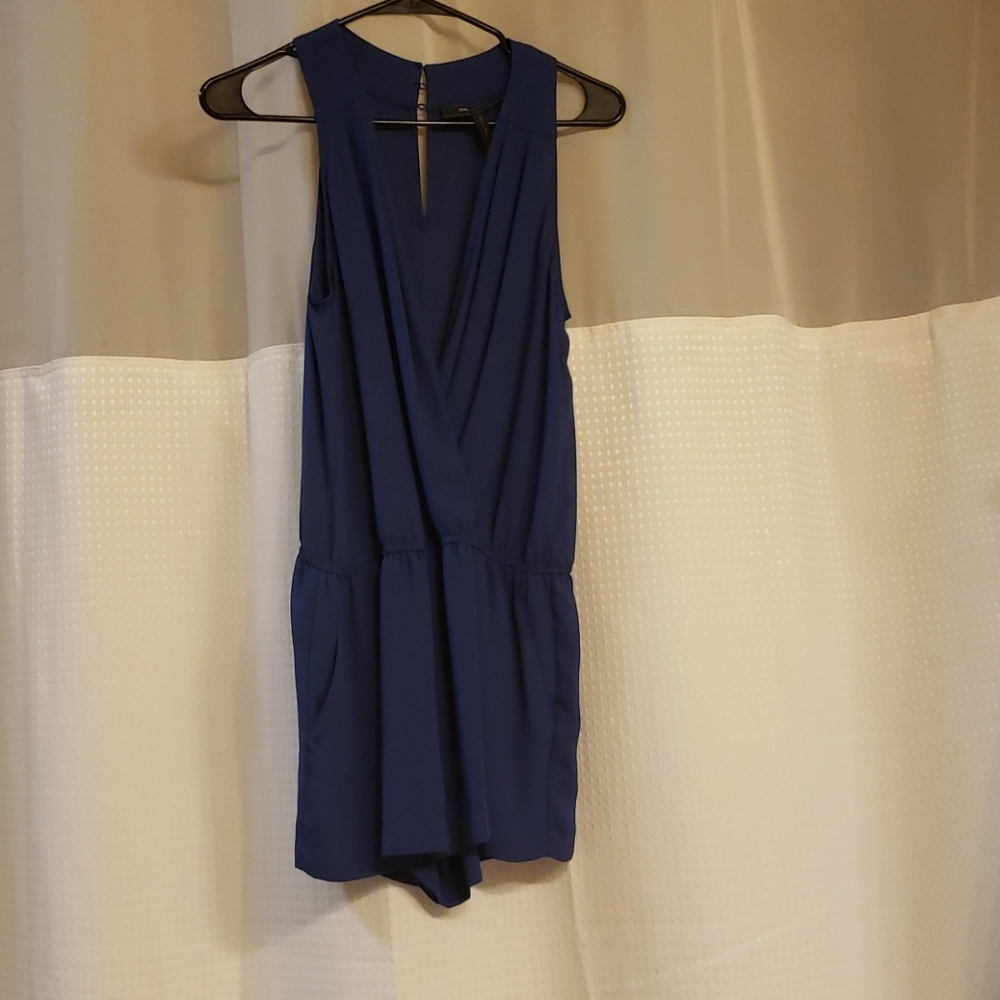 Bcbgmaxazria low cut blue romper